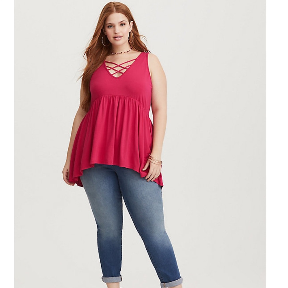 PINK LATTICE HI-LO BABYDOLL TANK